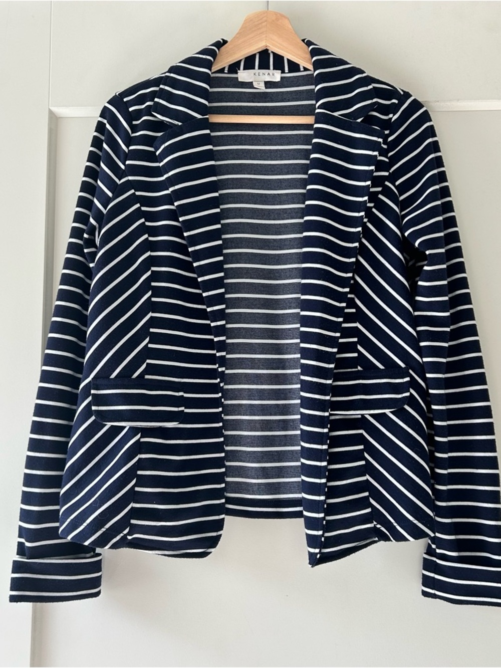 Kenar Navy & White Striped Knit Jacket size M